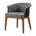 Grey cotton linen and leather Designer single chairs